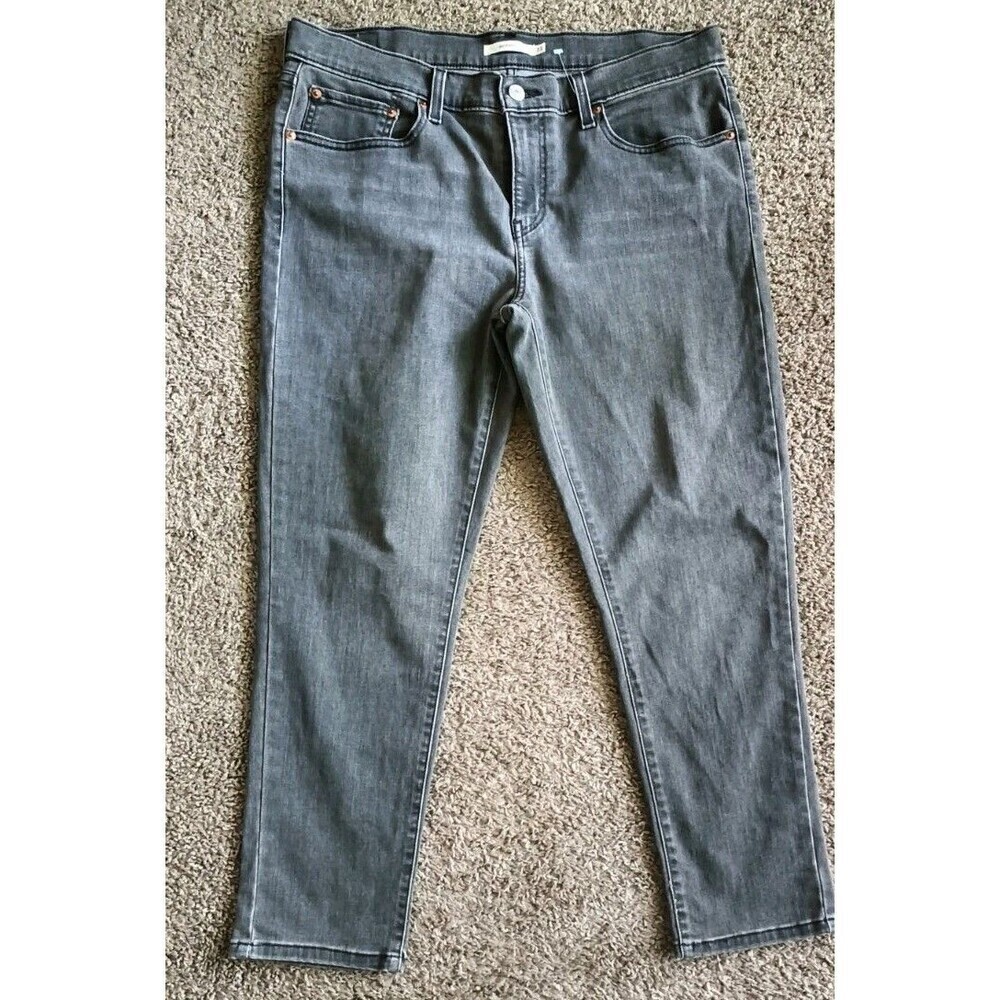 Levi's Boyfriend Jeans Size 31x27 Faded Black Denim Tapered Leg Women's Mid Rise
